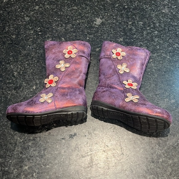 Floral Embellished Purple Boots - Picture 4 of 6